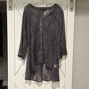 Beautiful dressy charcoal gray tunic by Charlie B.